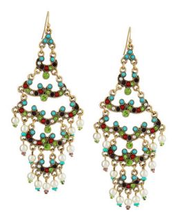 Layered Scallop Crystal Beaded Chandelier Earrings