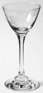 Tiffin Franciscan Tiffin Rose Cordial Glass   Stem #17680, Gray Cut Rose
