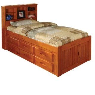 Bookcase Twin Bed   Honey FInish   Childrens Bed Frames