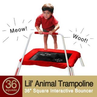 Skywalker Square Lil Animals Kids Trampoline with Bar   Red (36)