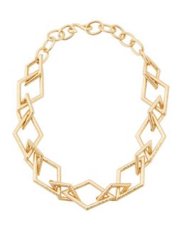 Hammered Golden Rhombus Link Necklace