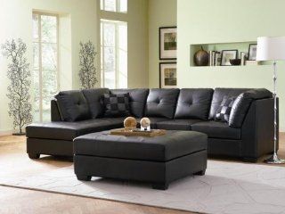 Contemporary Black Leather Sectional Sofa Left Side Chaise by Coaster   Living Room Furniture Sets
