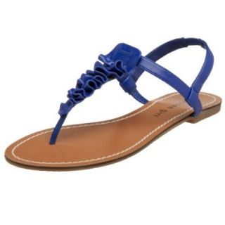Madden Girl Women's Motif Strappy Sandal,Blue Paris,6 M US Shoes