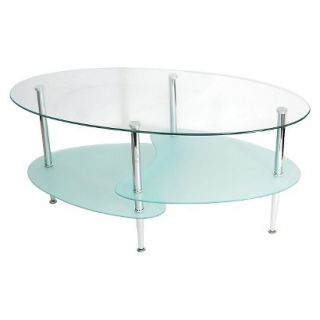 Coffee Table Walker Edison Oval Glass Coffee Table   Clear/Frosted