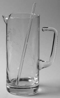 Princess House Crystal Heritage Martini Pitcher with Glass Stirrer   Gray Cut Fl