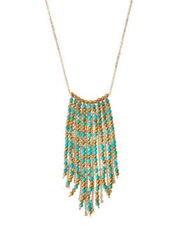 Mixed Bead Fringe Necklace, Turquoise