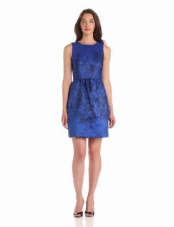 Taylor Dresses Women's Shadow Floral Dinner Dress, Electric Blue/Black, 12 Missy