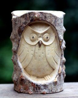 Unique Gift Hand Carved Wooden Owl From Crocodile Wood Home Decor   Statues