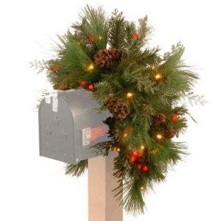 36 in. Decorative Collection White Pine Pre Lit Mailbox Swag   Battery Operated   Christmas Swags