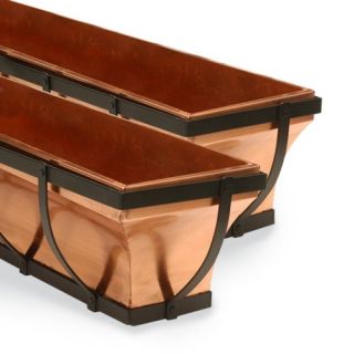 H. Potter Rectangle Copper/Wrought Iron Berkshire Window Box with Thick Accent   Set of 2   Planters