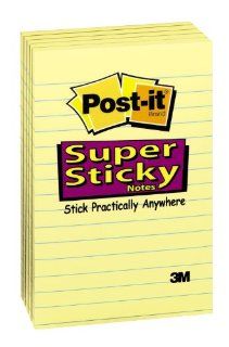 Post It Super Sticky Notes Lined, 4 x 6 Inches, Canary Yellow, 5 Pads/Pack (660 5SSCY) 