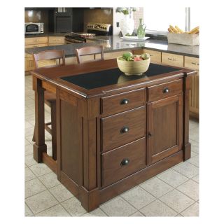 Home Styles Aspen Granite Top Kitchen Island with Two Stools and Drop Leaf   Kitchen Islands and Carts