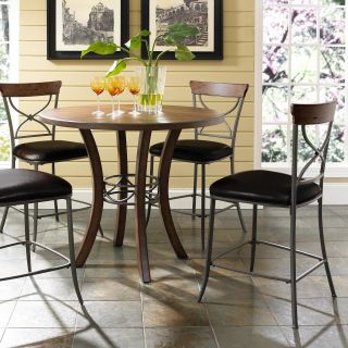 Hillsdale Cameron 5 Piece Counter Height Round Wood Dining Table Set with X Back Chairs   Dining Table Sets