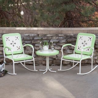 Coral Coast Paradise Cove Retro Metal Rocker Chat Set   Outdoor Rocking Chairs