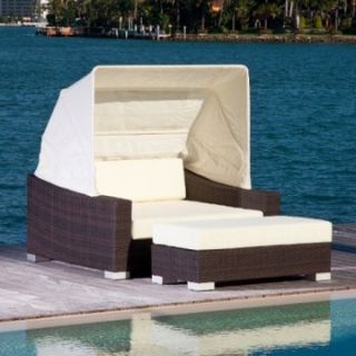 Source Outdoor King Collection All Weather Wicker Outdoor Day Bed with Ottoman   Conversation Patio Sets