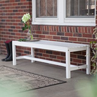 Rorick Painted Backless Bench   White   Outdoor Benches