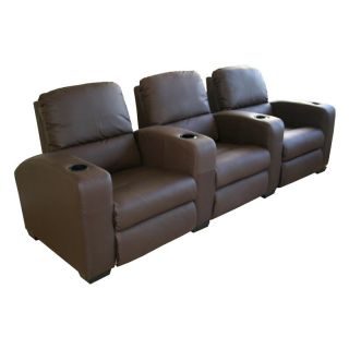 Baxton Studio Barnardine Leather Home Theater Recliner   Set of 3   Brown   Home Theater Seating