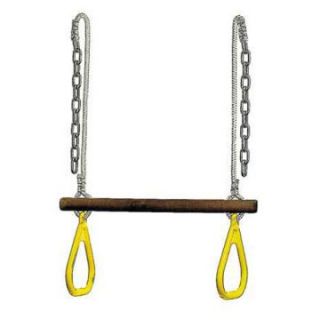 Wood Dowel Trapeze Swing With Rings   Swing Set Accessories