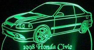 1998 Civic Acrylic Lighted Edge Lit LED Car Sign / Light Up Plaque 98   Decorative Signs