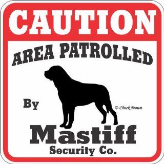 Dog Yard Sign "Caution Area Patrolled By Mastiff Security Company"  Patio, Lawn & Garden