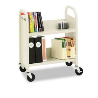 Bretford BRER227 Steel Slant Shelf Single Sided Book Cart/Stand   Putty   Literature Racks