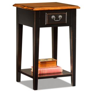 Hardwood 15 Inch Chairside End Table in Black and Oak   End Tables