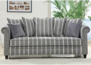 Emerald Home Maddox Grey Striped Sofa with 2 Pillows   Sofas