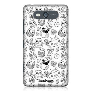 Head Case Designs Flowers And Leaves Doodle Owls Hard Back Case Cover For Nokia Lumia 820 Cell Phones & Accessories