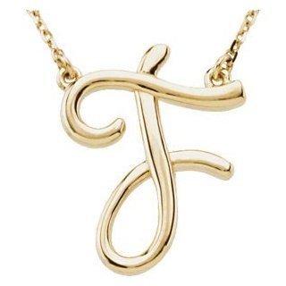 14K Yellow Gold Script Initial Necklace GoldenMine Jewelry