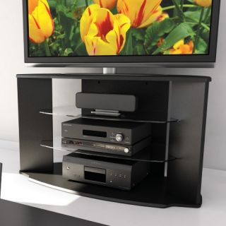 Sonax RX 4500 Rio 45 in. Midnight Black TV Stand with Two Glass Shelves   TV Stands