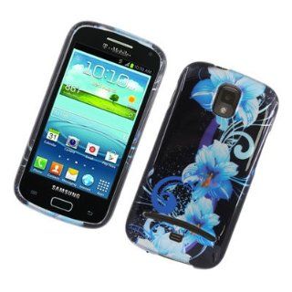 For Samsung Galaxy S Relay 4G Hard GLOSSY 2D Case Blue Flowers 