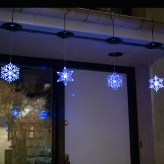 Mr. Light Set of 4 Individual Hanging 6 in. LED Solar Snowflakes   4 Styles   Solar Lights