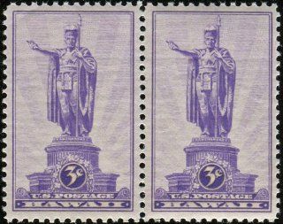 Pair of $.03 Cent US Postage Stamps, 1937, Hawaii, Statue of Kamehameha I, , S#799 