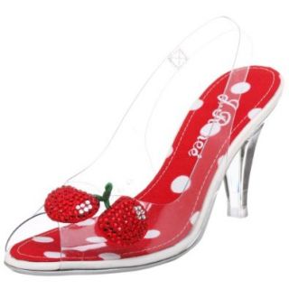 J.Renee Women's Cherry Slingback Sandal, Clear/Red, 6.5 M Shoes