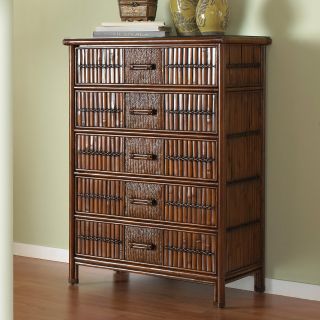 Hospitality Rattan Polynesian Five Drawer Chest   Antique   Indoor Wicker Furniture