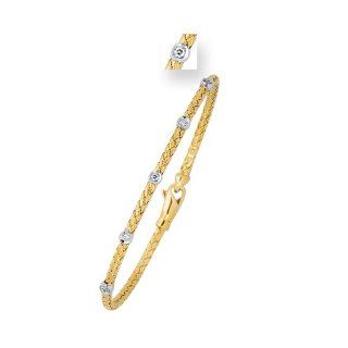 14k 8.25 Inch Yellow Gold Weave Bracelet .14ctw   JewelryWeb Link Bracelets Department Target Audience Keywords Jewelry