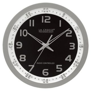La Crosse Technology 10 Inch Atomic Wall Clock   Silver   Atomic Clocks