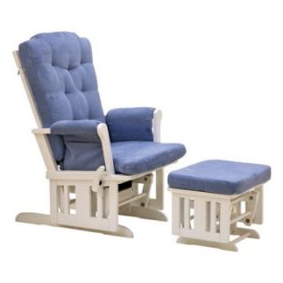 Ragazzi Pompei Premium Glider and Ottoman   Snowdrift & Blue   Indoor Rocking Chairs