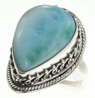 925 Sterling Silver LARIMAR Ring, Size 6.25, 7.44g Jewelry