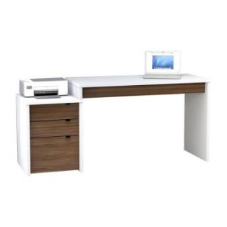 Nexera Liber T Computer Desk with Filing Cabinet   White and Espresso   Desks
