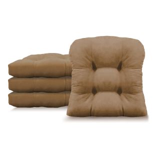 Arlee Microsuede Chamois 16 x 16 in. Hugger Chair Pad   Set of 4   Dining Chair Cushions