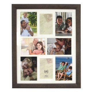 Fetco Home Decor Henrick Matted Collage Photo Frame, Vintage Oak   Photo Collage Eight Openings