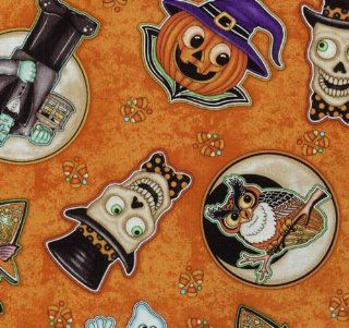 RJR Dan Morris 'Boo Crew' Halloween Allover on Orange Cotton Fabric By the Yard