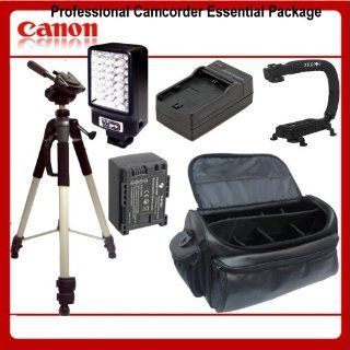 Canon XA10 Advanced Accessory Kit With Tripod And Large Carrying Case, Stabilizing Grip Handle And Video Light Camcorder Replacment BP 827 Battery Pack And Charger  Digital Camera Batteries  Camera & Photo