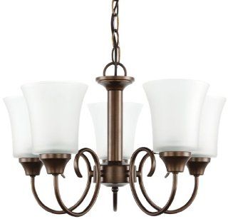 Sea Gull Lighting 39808BLE 827 Chandelier with Satin EtchedGlass Shades, Bell Metal Bronze Finish    