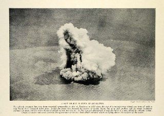 1934 Print Indonesia Sunda Strait Krakatoa Eruption Lava Volcanic Island Smoke   Original Halftone Print  