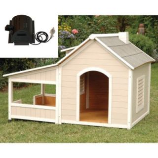Precision Pets Outback Savannah Dog House with Porch and cooling fan   Dog Houses