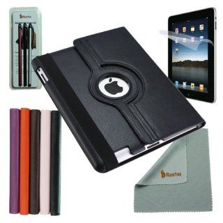 Rasfox New 6in1 Combo For iPad 2/3rd 4th generation 360 Rotating Leather Hard Stand Case Cover ,Screen Protector,Clean Cloth and 3 Stylus , Pick 1 of 5 Colors     Black Computers & Accessories