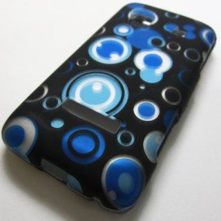 RUBBERIZED HARD PHONE CASES COVERS SKINS SNAP ON FACEPLATE PROTECTOR FOR SAMSUNG GALAXY PRECEDENT RECON SCH M828C STRAIGHT TALK GALAXY PREVAIL SPH M820 BOOST MOBILE TRACFONE  / POLKA DOTS BLUE BLACK WHITE (WHOLESALE PRICE) Cell Phones & Accesso