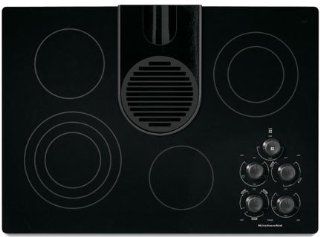 KitchenAid KECD806RBL 4 Elements Pure Ceramic Glass Surface with Built In Downdraft Vent Electric 30 in. Width ArchitectR Series IIBlack Kitchen & Dining